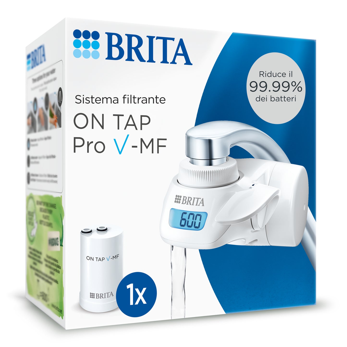 Sistema filtrante Acqua ON TAP PRO V-MF (600 L) con Led digitale, 1 Filtro, Brita