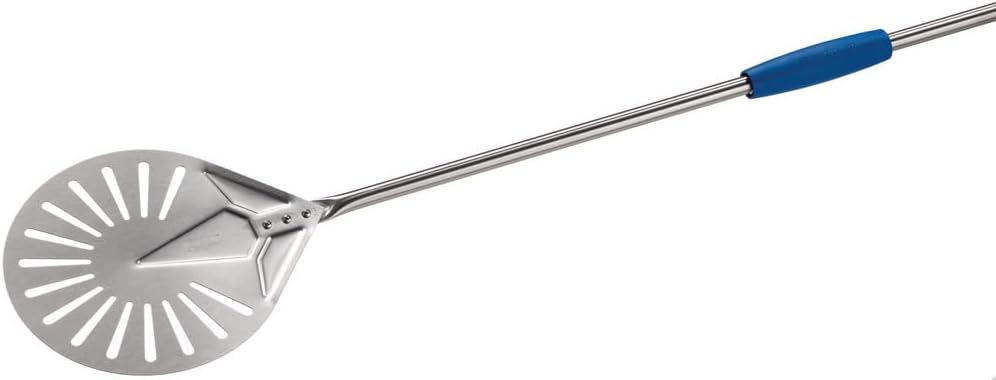 Gi.Metal Palettino per Pizza Professionale Linea Azzurra I-20F, Testa 20 cm, Lunghezza Manico 150 cm, Peso 0.77 Kg, Testa e Manico in Acciaio Inox Altamente Resistente