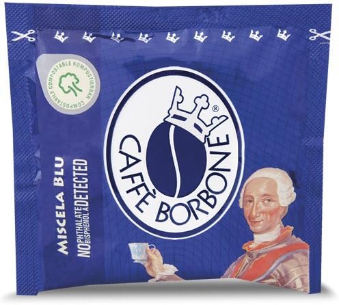 Café Borbone Monodosis Compostables, Mezcla Azul – 150 monodosis – Sistema E.S.E. diámetro >44 mm – 150 unidades