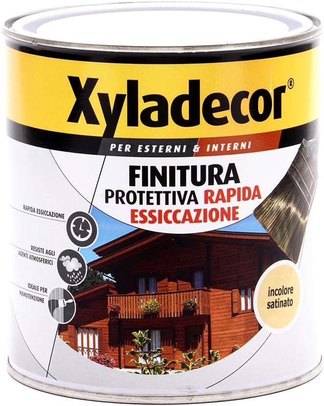 Finitura Protettiva Legno Rapida Essiccazione, Incolore Satinata (750 Ml), Xyladecor