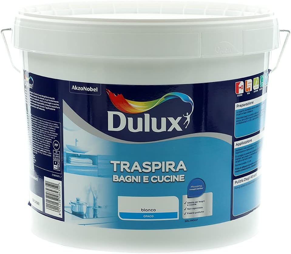 PITTURA TRASPIRANTE UMIDITA' FORTE E VAPORE DULUX BAGNI E CUCINE