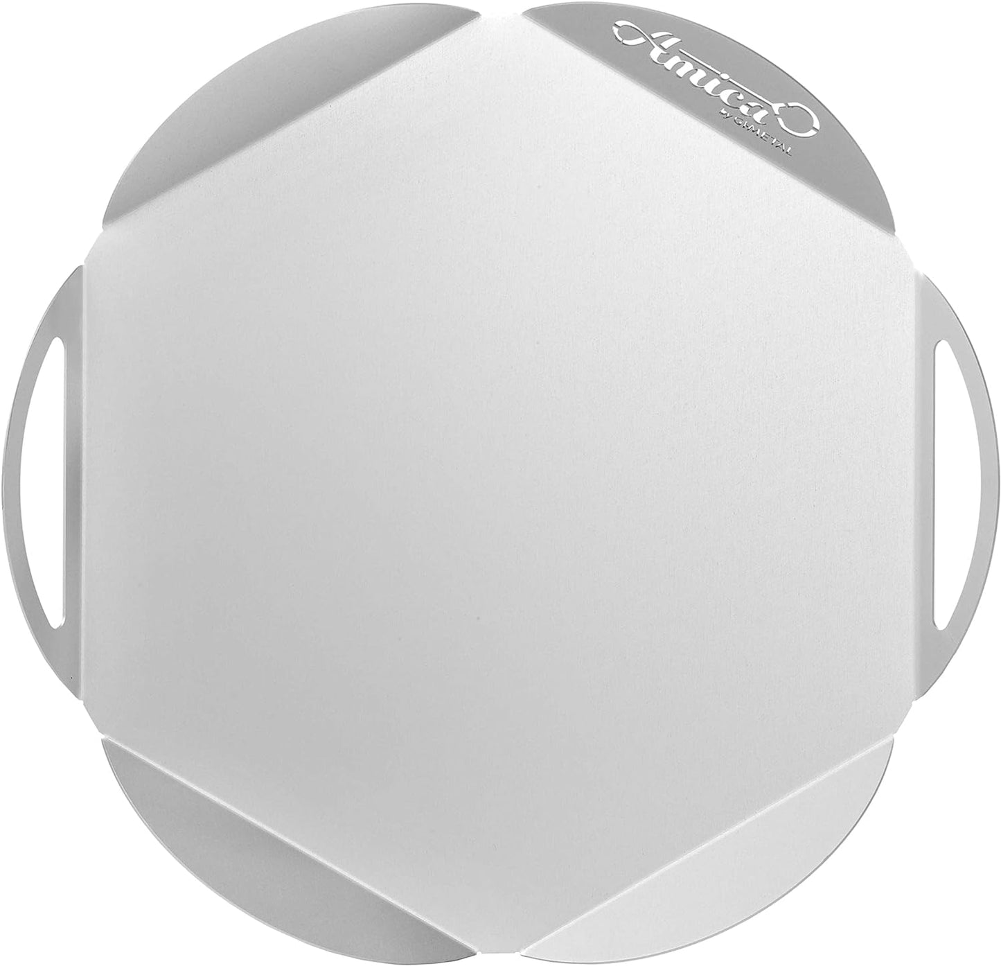 Gi.Metal Vassoio per Pizza in Alluminio -Tagliere Pizza con Forma esagonale e Bordi a Petalo (Diametro 33 cm) Ideale per Uso Professionale e domestico