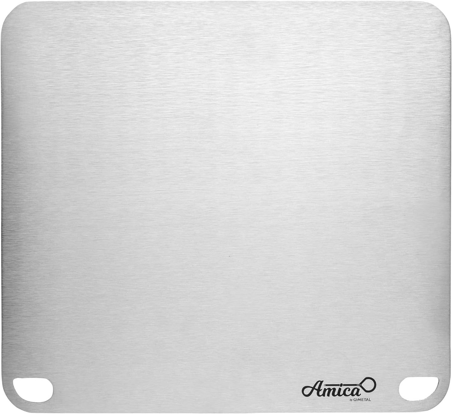 Gi.Metal Piastra per la Cottura della Pizza in Forno (40x35 cm, spessore 4 mm) - Acciaio Inox certificato - Ideale per cucinare in Casa (anche Carne, Pesce, Verdure) con Risultati professionali