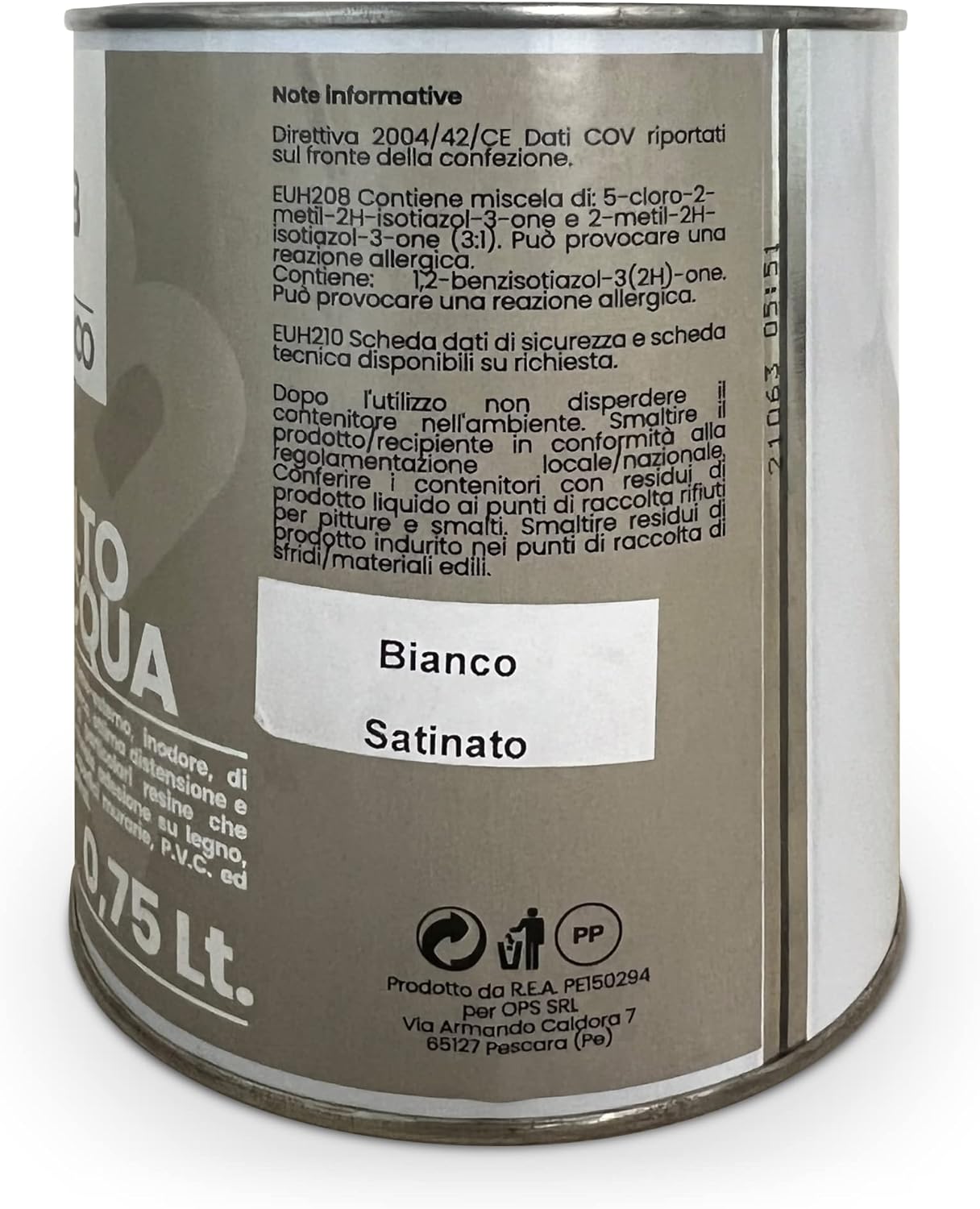 B1ANCO Smalto Bianco all'acqua opaco 750 Ml per interno e esterni, inodore, perfetto su muro, legno, ferro, alluminio e PVC, Latta da 750 ML